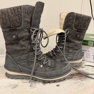 Remonte Gray Winter Boots with Knit Cuff women’s (7.5)